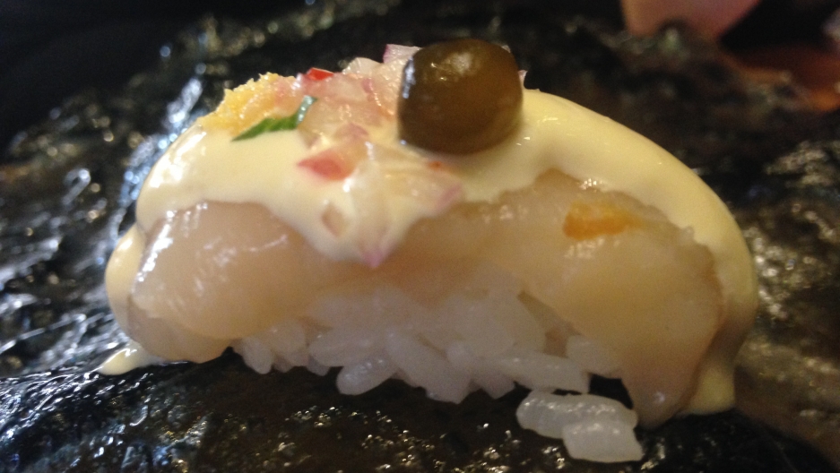 Scallops from Paracas and maca emulsion at Maido Scallops from Paracas and maca emulsion at Maido